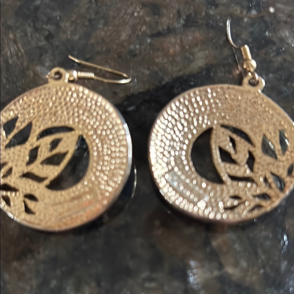 Edgar Berebi Gold and Blue Leaf Earrings - Picture 3 of 3